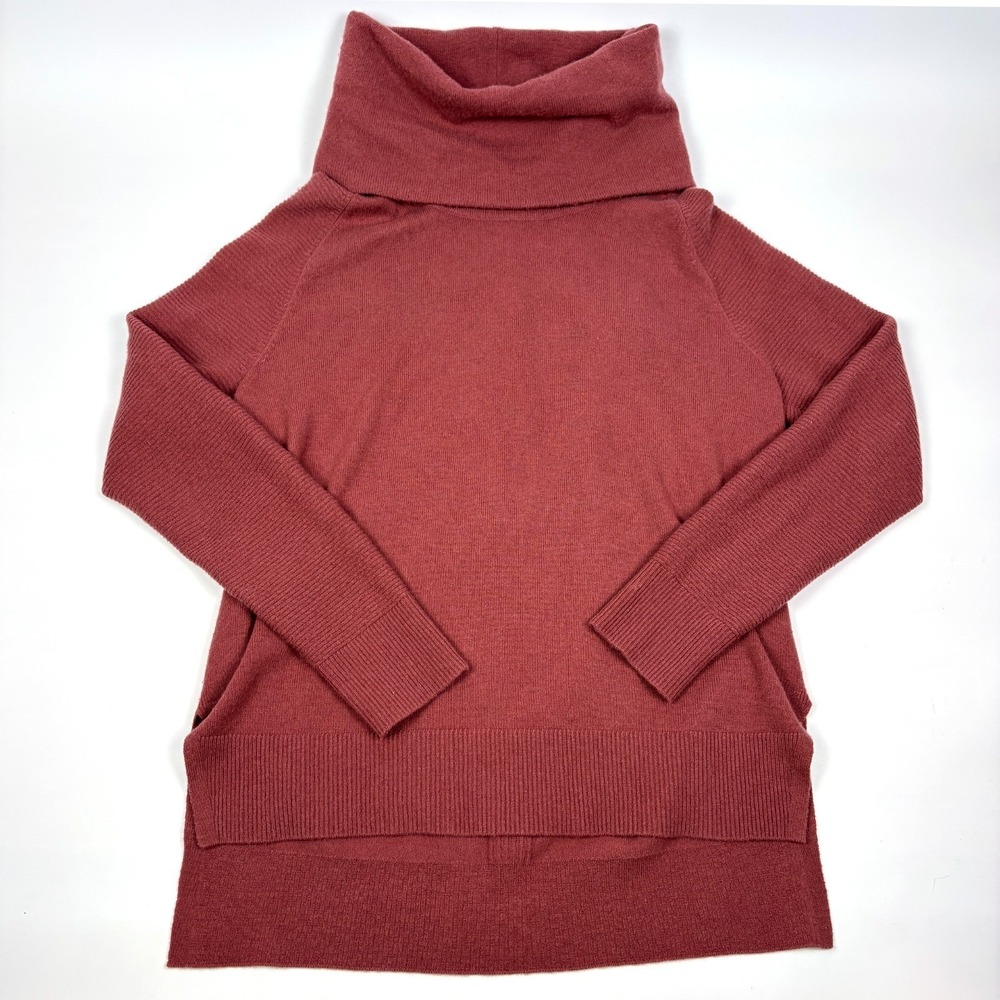 Athleta Meadow 100% Cashmere Cowl Neck Sweater Womens Sz S Mauve Pink High Low